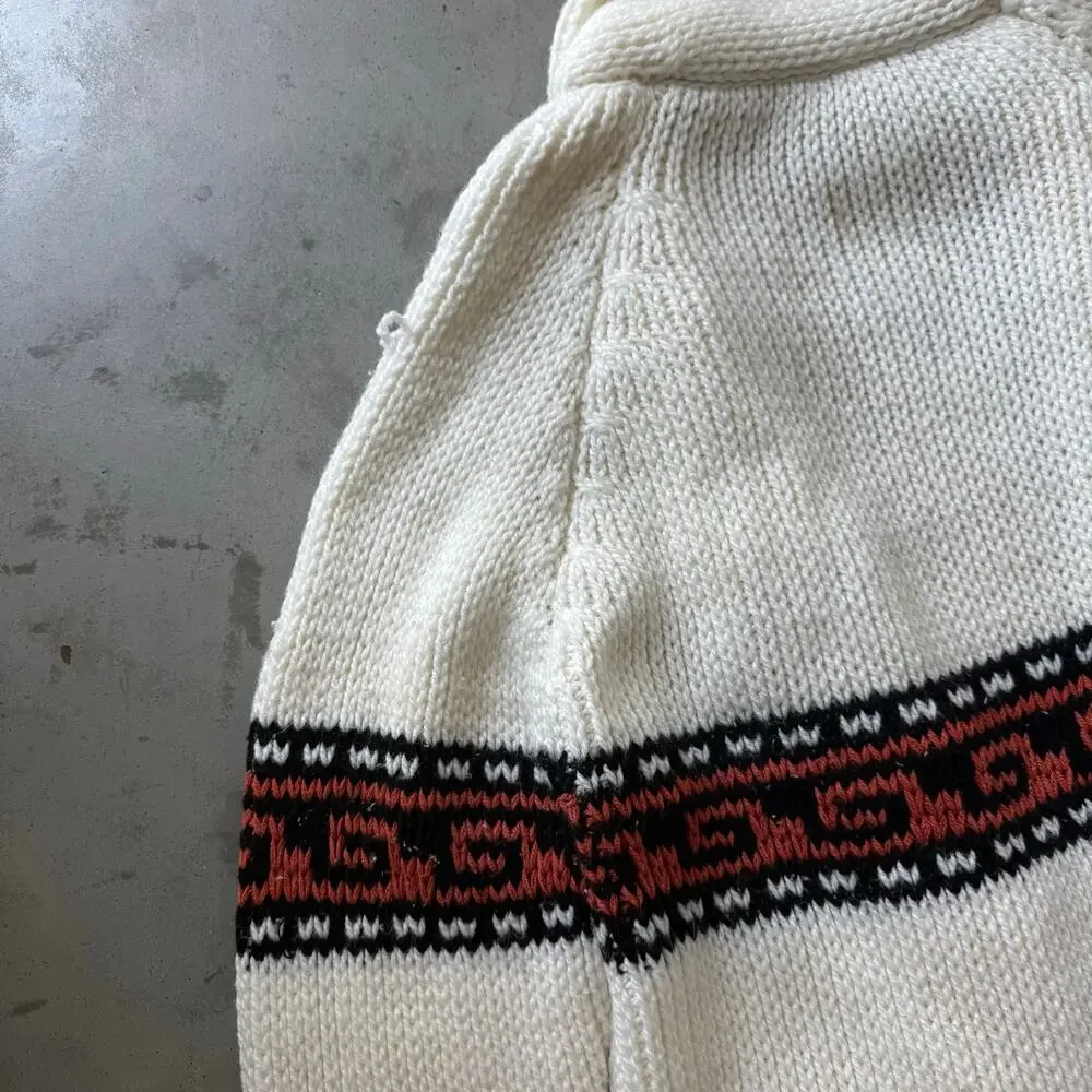 Vintage 70’s Shawl Collar Western Classic Retro Knit Cardigan Sweater Size M